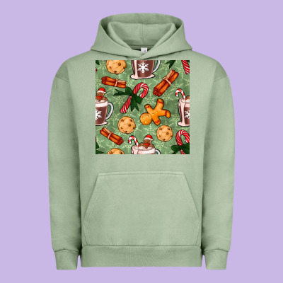 Christmas Hot Chocolate And Cookies Seamless Pattern Urban Hoodie Designed By Bundleandbundleshop