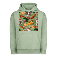 Pigment Oil Green christmas hot chocolate and cookies seamless pattern Urban Hoodie - BundleAndBundleShop
