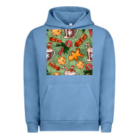 Pigment Pebble Blue christmas hot chocolate and cookies seamless pattern Urban Hoodie - BundleAndBundleShop