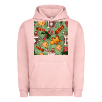 Pigment Salmon christmas hot chocolate and cookies seamless pattern Urban Hoodie - BundleAndBundleShop