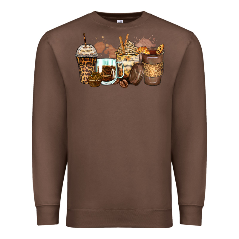 Leopard Coffee Cups Premium Sweatshirt by Zillion Design Studio | Teevron