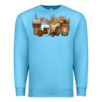 Ocean Blue leopard coffee cups Premium Sweatshirt - Zillion Design Studio