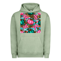 Pigment Oil Green breast cancer awareness with pumpkins seamless pattern Urban Hoodie - BundleAndBundleShop