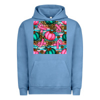 Pigment Pebble Blue breast cancer awareness with pumpkins seamless pattern Urban Hoodie - BundleAndBundleShop