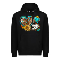 Black western leopard pride  hearts Premium Hoodie - AdoDesignShop
