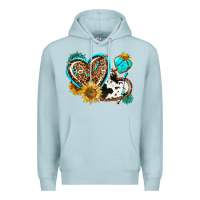 Blue Mist western leopard pride  hearts Premium Hoodie - AdoDesignShop
