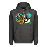 Charcoal Heather western leopard pride  hearts Premium Hoodie - AdoDesignShop