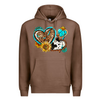 Chestnut western leopard pride  hearts Premium Hoodie - AdoDesignShop