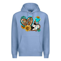 Colony Blue western leopard pride  hearts Premium Hoodie - AdoDesignShop