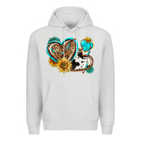 Dove Grey western leopard pride  hearts Premium Hoodie - AdoDesignShop