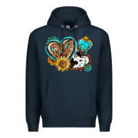 Navy western leopard pride  hearts Premium Hoodie - AdoDesignShop