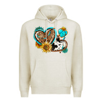 Oatmeal Heather western leopard pride  hearts Premium Hoodie - AdoDesignShop