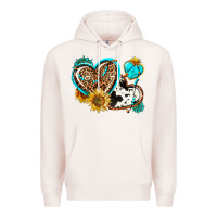 Pale Pink western leopard pride  hearts Premium Hoodie - AdoDesignShop
