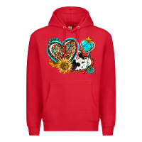 Red western leopard pride  hearts Premium Hoodie - AdoDesignShop