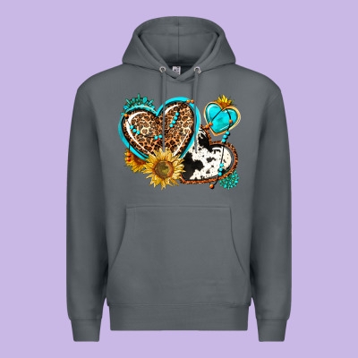 Western Leopard Pride  Hearts Premium Hoodie Designed By Adodesignshop