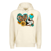 Sandshell western leopard pride  hearts Premium Hoodie - AdoDesignShop