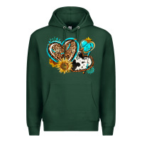 Sports Green western leopard pride  hearts Premium Hoodie - AdoDesignShop