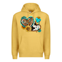 Antique Gold western leopard pride  hearts Premium Hoodie - AdoDesignShop