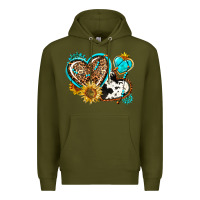 Army Green western leopard pride  hearts Premium Hoodie - AdoDesignShop