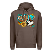 Coffee western leopard pride  hearts Premium Hoodie - AdoDesignShop