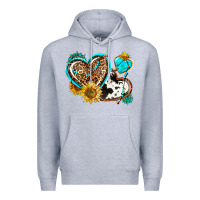 Heather Grey western leopard pride  hearts Premium Hoodie - AdoDesignShop