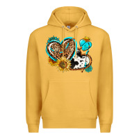 Mustard western leopard pride  hearts Premium Hoodie - AdoDesignShop