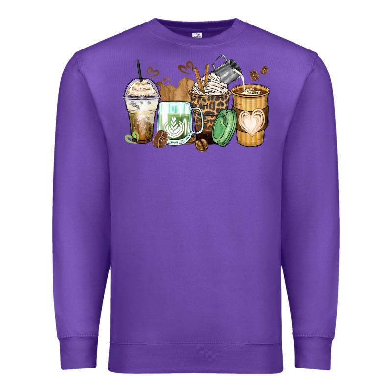 Latte Coffee Cups Premium Sweatshirt by Zillion Design Studio | Teevron