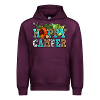 Mauve Wine happy camper with trees and map Urban Hoodie - AdoDesignShop
