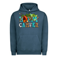 Pigment Midnight Navy happy camper with trees and map Urban Hoodie - AdoDesignShop