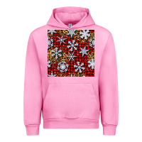 Fuchsia Pink christmas snow crystals with plaid seamless pattern Urban Hoodie - BundleAndBundleShop