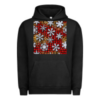 Pigment Black christmas snow crystals with plaid seamless pattern Urban Hoodie - BundleAndBundleShop