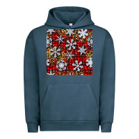 Pigment Midnight Navy christmas snow crystals with plaid seamless pattern Urban Hoodie - BundleAndBundleShop