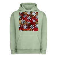 Pigment Oil Green christmas snow crystals with plaid seamless pattern Urban Hoodie - BundleAndBundleShop