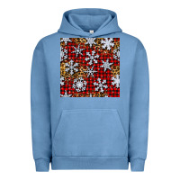 Pigment Pebble Blue christmas snow crystals with plaid seamless pattern Urban Hoodie - BundleAndBundleShop