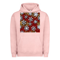 Pigment Salmon christmas snow crystals with plaid seamless pattern Urban Hoodie - BundleAndBundleShop