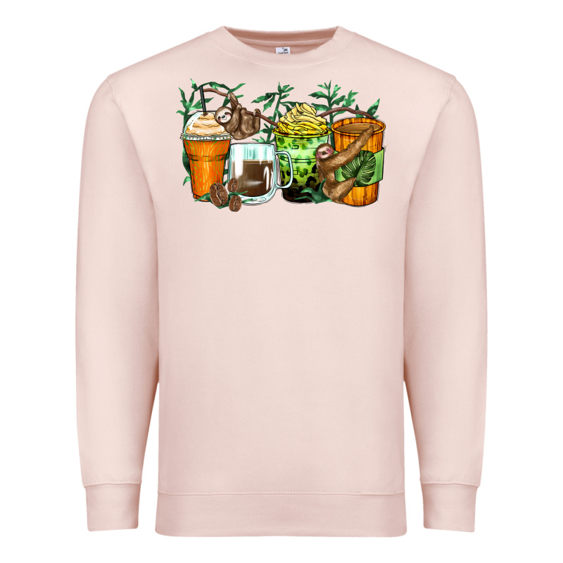 Sloth Coffee Cups Premium Sweatshirt by Zillion Design Studio | Teevron