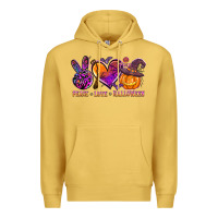 Antique Gold peace love halloween Premium Hoodie - AdoDesignShop