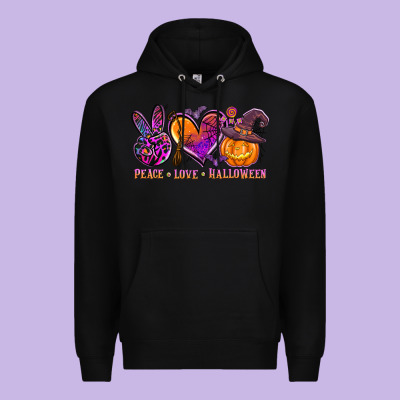 Peace Love Halloween Premium Hoodie Designed By Adodesignshop
