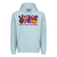 Blue Mist peace love halloween Premium Hoodie - AdoDesignShop