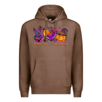 Chestnut peace love halloween Premium Hoodie - AdoDesignShop