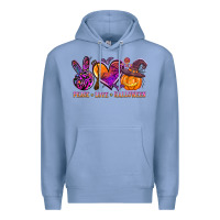 Colony Blue peace love halloween Premium Hoodie - AdoDesignShop