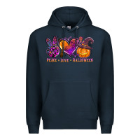 Navy peace love halloween Premium Hoodie - AdoDesignShop