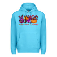 Ocean Blue peace love halloween Premium Hoodie - AdoDesignShop