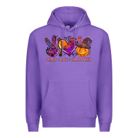 Purple peace love halloween Premium Hoodie - AdoDesignShop
