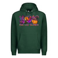 Sports Green peace love halloween Premium Hoodie - AdoDesignShop