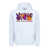 White peace love halloween Premium Hoodie - AdoDesignShop