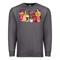 Charcoal Heather princess cartoon coffee cups Premium Sweatshirt - Zillion Design Studio