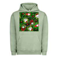 Pigment Oil Green christmas gnomes seamless pattern Urban Hoodie - BundleAndBundleShop