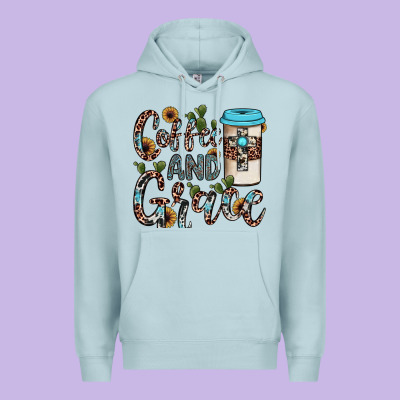 Coffee And Grace Premium Hoodie Designed By Jahusdesignshop
