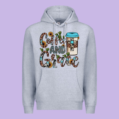 Coffee And Grace Premium Hoodie Designed By Jahusdesignshop